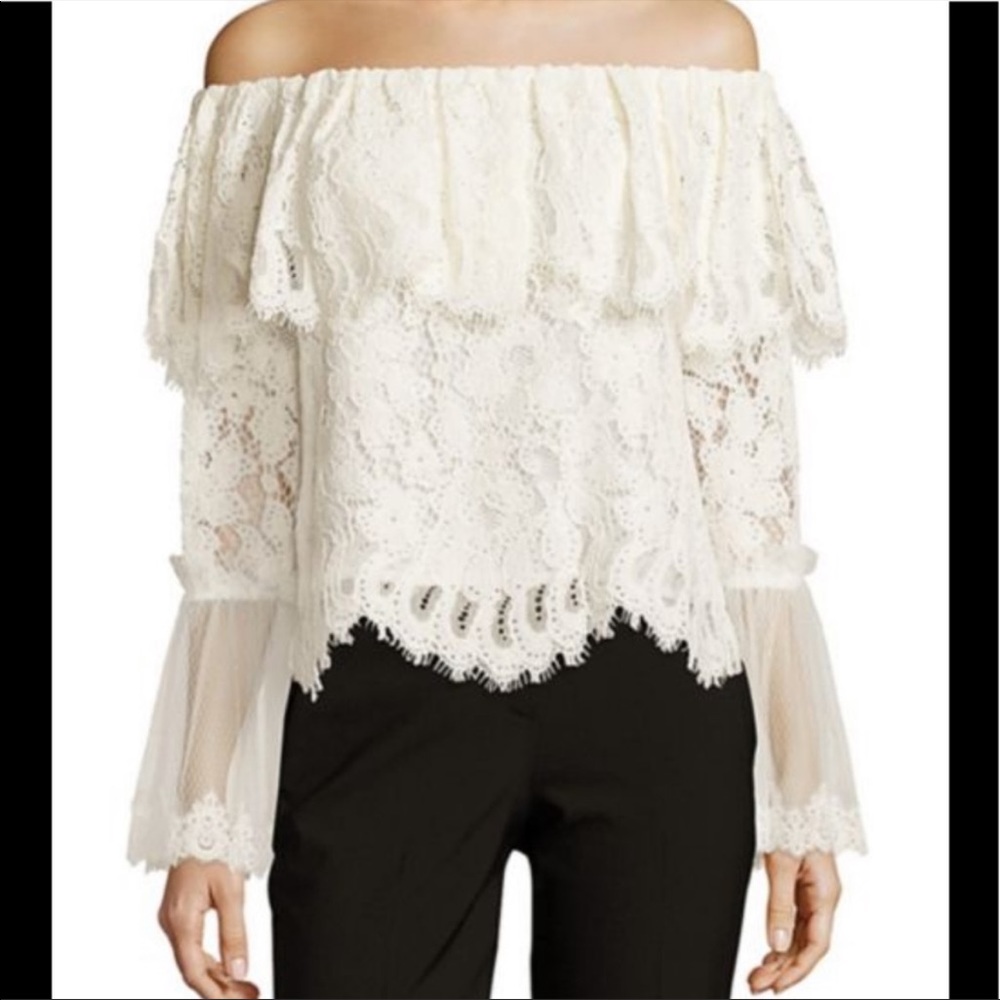 Alexis lace off-shoulder blouse in cream color XS